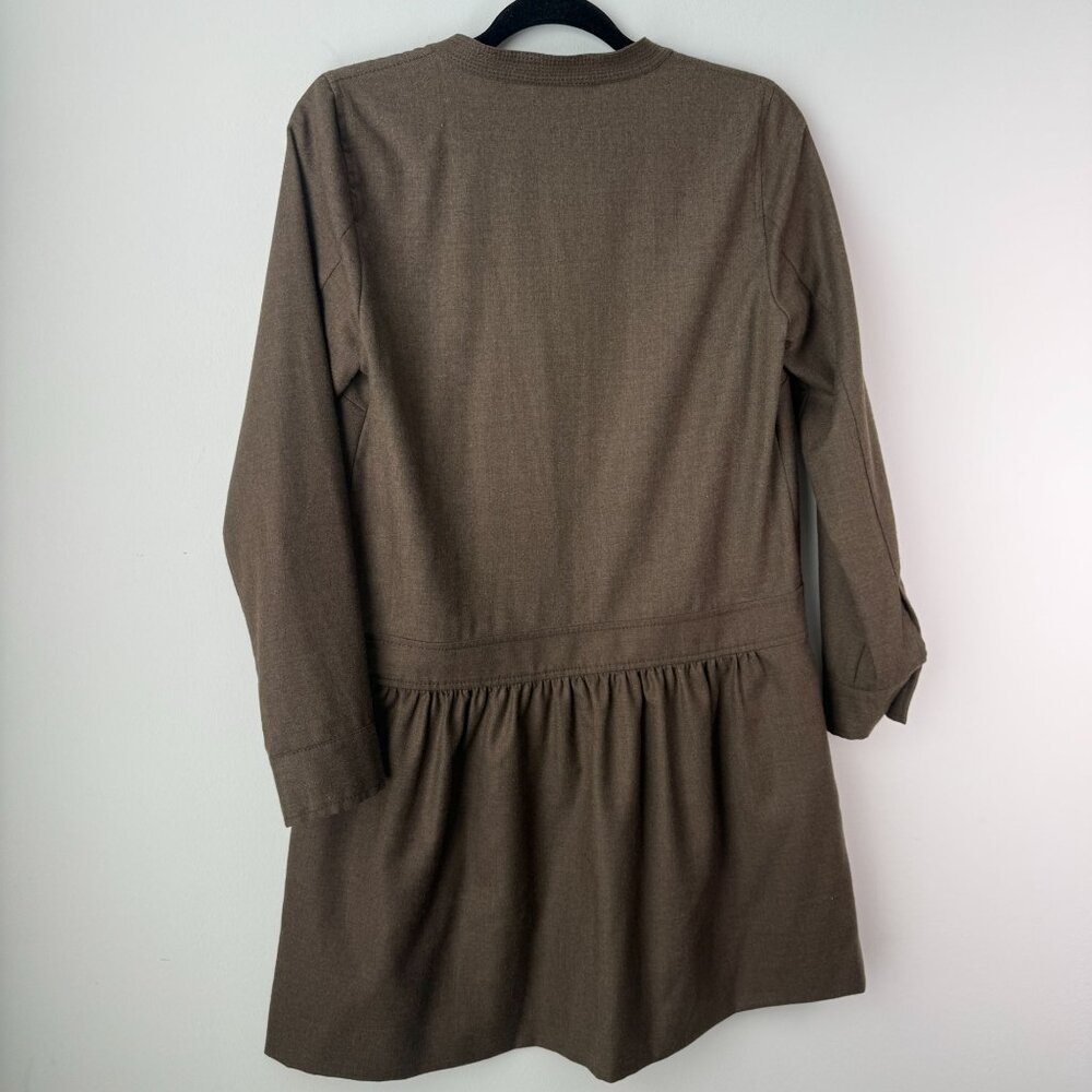 J.Crew Womens Holiday 100% Wool Drop Waist Shirt Dress Khaki Green Size 6 - Picture 6 of 12